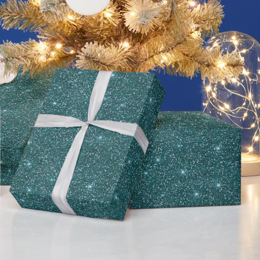 Abstracte Groene Sparkle Glitter Kerstmis Cadeaupapier (Feestdagen)