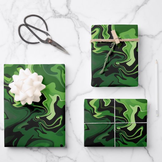 Abstracte groene stroomkunst inpakpapier vel (Voorkant)