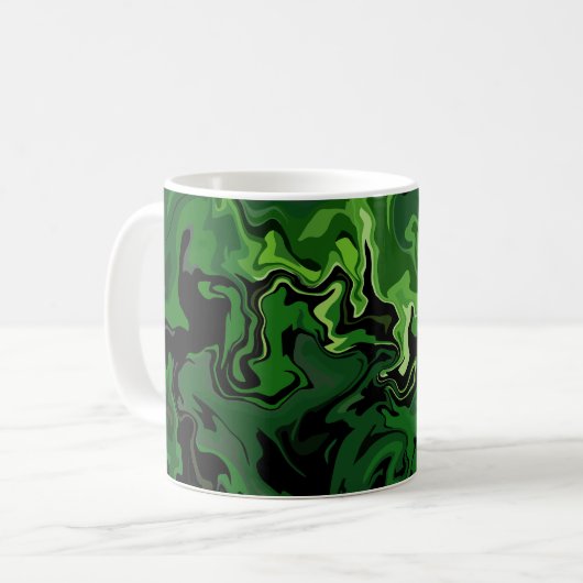 Abstracte groene stroomkunst koffiemok (Voorkant links)