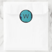 Abstracte groene turquoise blauwe monogram sticker (Tas)
