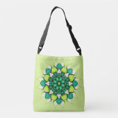 Abstracte groene ventilator Mandala Crossbody Tas (Achterkant)