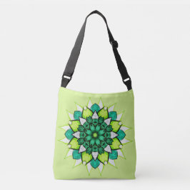 Abstracte groene ventilator Mandala Crossbody Tas
