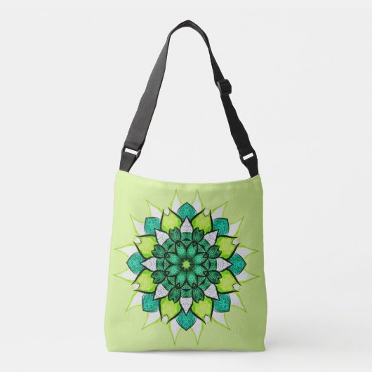 Abstracte groene ventilator Mandala Crossbody Tas (Voorkant)