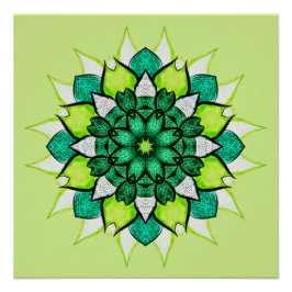 Abstracte groene ventilator Mandala Perfect Poster