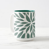 Abstracte groene ventilator tweekleurige koffiemok (Voorkant links)