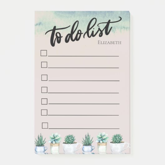 Abstracte groene verfspat, Cactus Takenlijst Post-it® Notes (Voorkant)