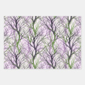 Abstracte groene violette boomtakken inpakpapier vel (Voorkant 3)