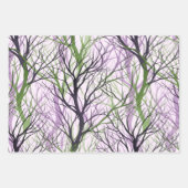 Abstracte groene violette boomtakken inpakpapier vel (Voorkant 2)