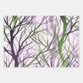 Abstracte groene violette boomtakken inpakpapier vel (Voorkant)