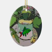 Abstracte Groene Vis, voeg, geef tekst toe uit Keramisch Ornament (Rechts)