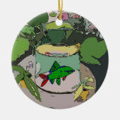 Abstracte Groene Vis, voeg, geef tekst toe uit Keramisch Ornament (Voorkant)