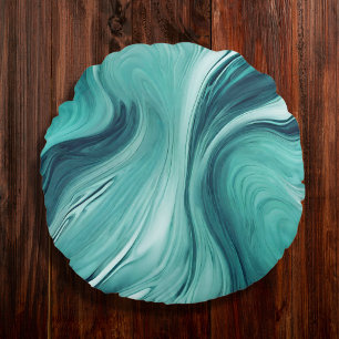 Abstracte groene vloeibare kunst rond kussen