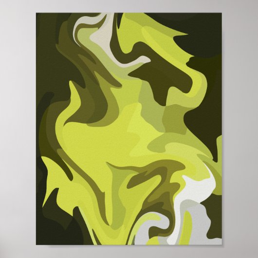 Abstracte groene vloeistofkunst met donkere accent poster (Voorkant)