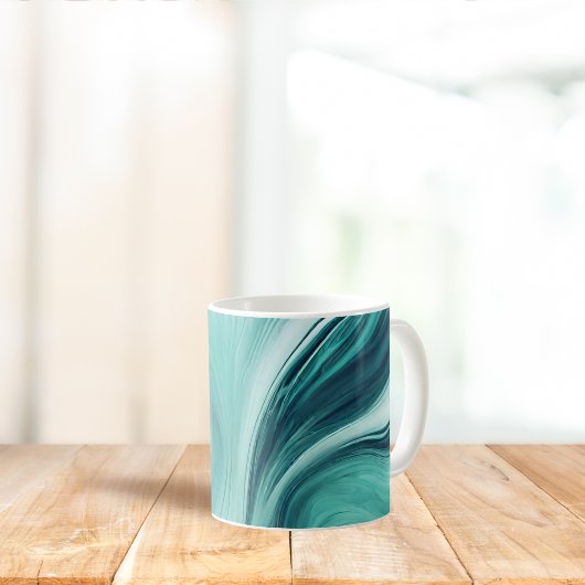 Abstracte groene vloeistofstroom koffiemok