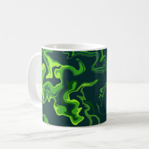 Abstracte groene vloeistofwervelingen koffiemok