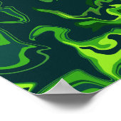 Abstracte groene vloeistofwervelingen poster (Hoek)