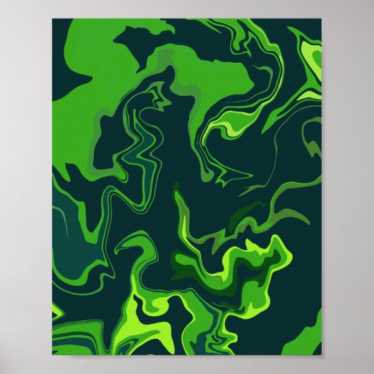 Abstracte groene vloeistofwervelingen poster (Voorkant)