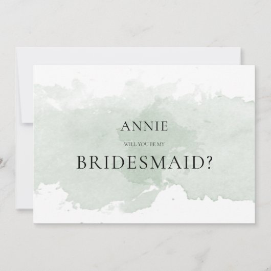 Abstracte groene waterverf bruidsmeisje voorstel k kaart (Voorkant)