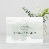 Abstracte groene waterverf bruidsmeisje voorstel k kaart (Staand voorkant)