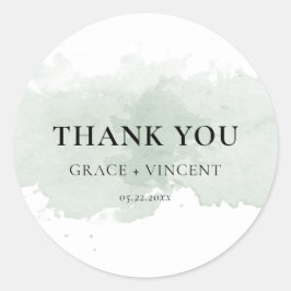 Abstracte groene waterverf Bruiloft dank u Ronde Sticker