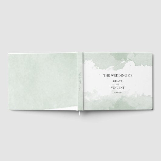 Abstracte groene waterverf bruiloft gastenboek (Volledig)