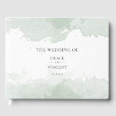 Abstracte groene waterverf bruiloft gastenboek (Voorkant)