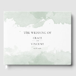 Abstracte groene waterverf bruiloft gastenboek