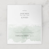Abstracte groene waterverf bruiloft plaatskaartje (Buitenkant ongevouwen)