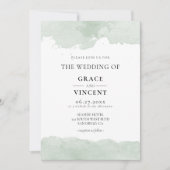 Abstracte groene waterverf bruiloft uitnodiging (Voorkant)