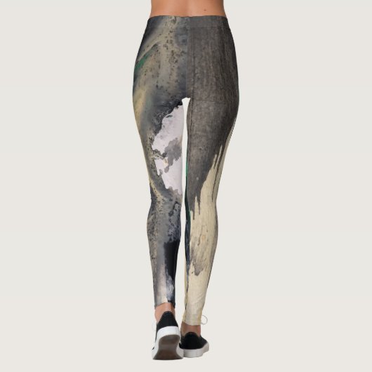 Abstracte groene Waterverf Verf Leggings (Achterkant)