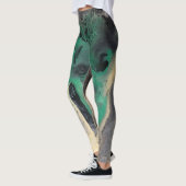 Abstracte groene Waterverf Verf Leggings (Links)
