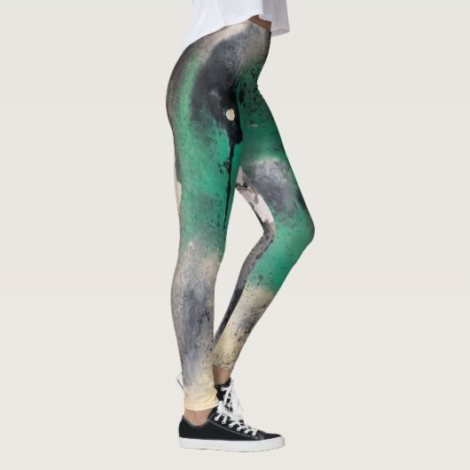 Abstracte groene Waterverf Verf Leggings (Rechts)