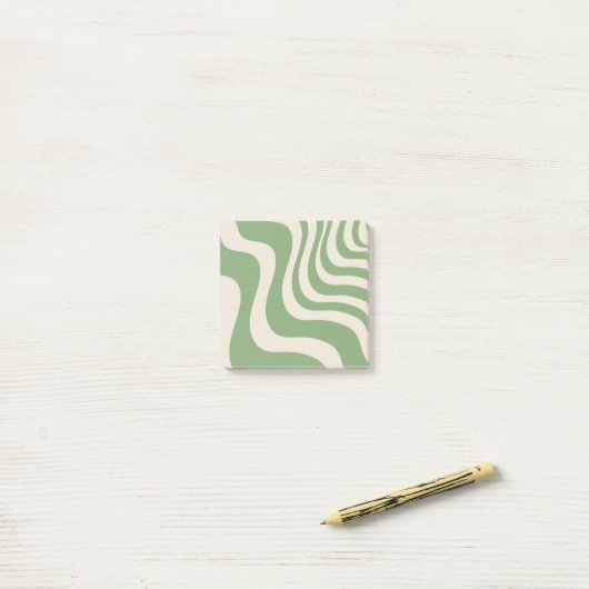 Abstracte groene Wavy Stripe Minimalist Spring Post-it® Notes (Op bureau)