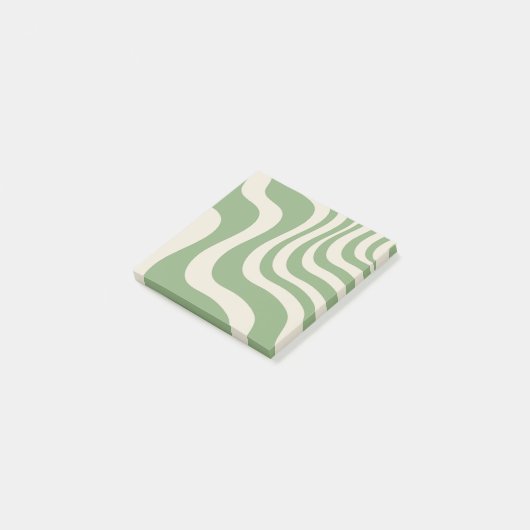 Abstracte groene Wavy Stripe Minimalist Spring Post-it® Notes (Schuin)