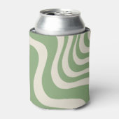 Abstracte groene Wavy Stripe Modern Spring Summer Blikjeskoeler (Blikje Voorkant)