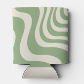 Abstracte groene Wavy Stripe Modern Spring Summer Blikjeskoeler (Achterkant)