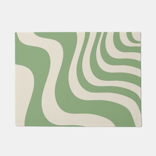 Abstracte groene Wavy Stripe Modern Spring Summer Deurmat (Voorkant)