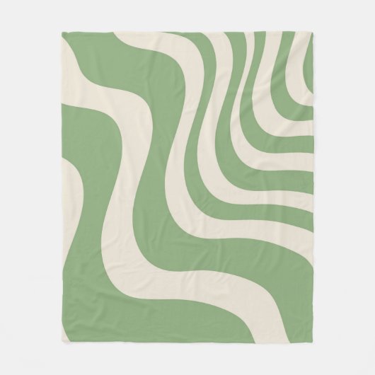 Abstracte groene Wavy Stripe Modern Spring Summer Fleece Deken (Voorkant)