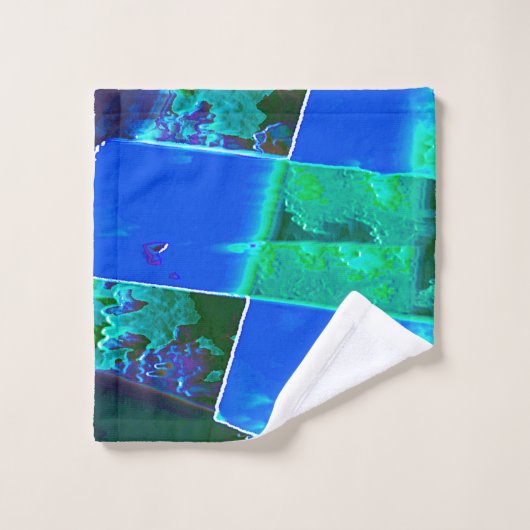 Abstracte groene weidedelen en blauwe hemel, in de bad handdoek (Wasdoekje)