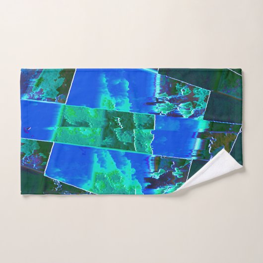 Abstracte groene weidedelen en blauwe hemel, in de bad handdoek (Handdoek)