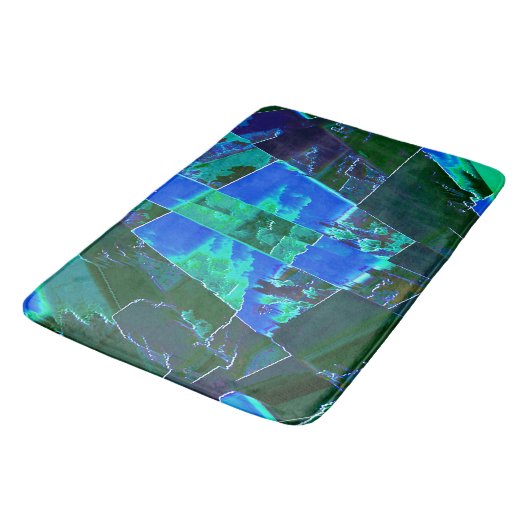 Abstracte groene weidedelen en blauwe hemel, in de badmat (Gekanteld)