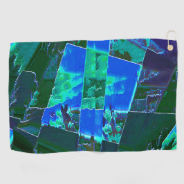 Abstracte groene weidedelen en blauwe hemel, in de golfhanddoek