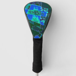 Abstracte groene weidedelen en blauwe hemel, in de golfheadcover