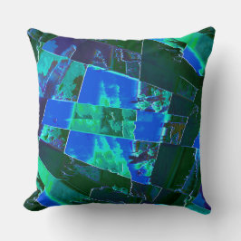 Abstracte groene weidedelen en blauwe hemel, in de kussen