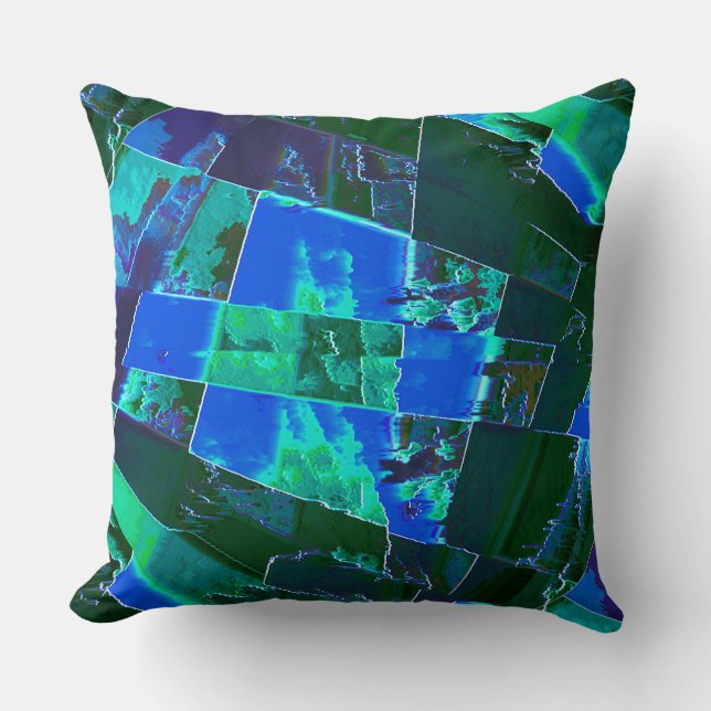 Abstracte groene weidedelen en blauwe hemel, in de kussen (Voorkant)