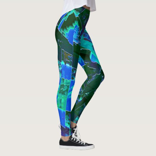 Abstracte groene weidedelen en blauwe hemel, in de leggings (Rechts)