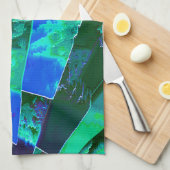 Abstracte groene weidedelen en blauwe hemel, in de theedoek (Quarter Fold)