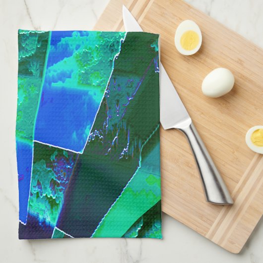 Abstracte groene weidedelen en blauwe hemel, in de theedoek (Quarter Fold)