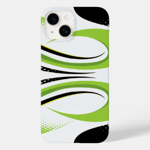 Abstracte groene witte en zwarte curve Case-Mate iPhone 14 hoesje
