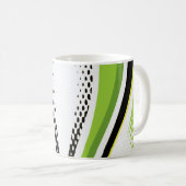 Abstracte groene witte en zwarte curve koffiemok (Voorkant rechts)